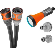 GARDENA Textilschlauch Liano Life 1/2", 10 Meter Set(dunkelgrau/orange, Modell 2023, inkl. Bewässerungsbrause, 2 Hahnverbinder)