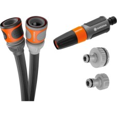 GARDENA Textilschlauch Liano Life 1/2", 20 Meter Set(dunkelgrau/orange, Modell 2023, inkl. Reinigungsspritze, 2 Hahnverbinder)