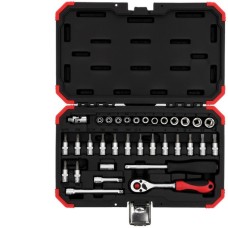 GEDORE Red Steckschlüssel-Satz 1/4", 33-teilig(rot, mit Umschalt-Knarre, SW 4mm - 13mm)