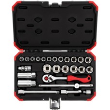 GEDORE Red Steckschlüssel-Satz 3/8", 26-teilig(rot/schwarz, mit Umschalt-Knarre, SW 6mm - 24mm)