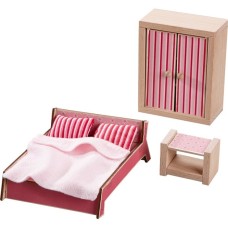 HABA Little Friends - Puppenhaus-Möbel Schlafzimmer für Erwachsene, Puppenmöbel