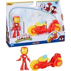 Hasbro Marvel Spidey and His Amazing Friends - Iron Man Action-Figur & Motorrad, Spielfigur