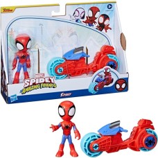 Hasbro Marvel Spidey and His Amazing Friends - Spidey mit Motorrad, Spielfigur