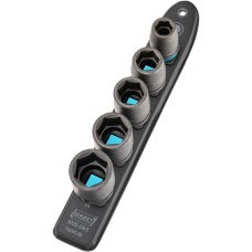 Hazet SmartRail 1/2" Schlag-, Maschinenschrauber-Einsatz-Satz Sechskant, 5-teilig, Steckschlüssel(schwarz, SW 13 - SW 24, kurz)