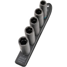 Hazet SmartRail 1/2" Schlag-, Maschinenschrauber-Einsatz-Satz Sechskant, 5-teilig, Steckschlüssel(schwarz, SW 13 - SW 24, lang)