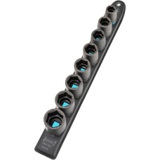 Hazet SmartRail 1/2" Schlag-, Maschinenschrauber-Einsatz-Satz Sechskant, 8-teilig, Steckschlüssel(schwarz, SW 13 - SW 27, kurz)