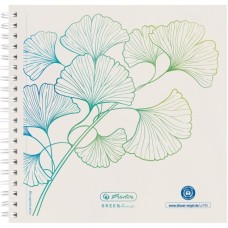 Herlitz Spiralblock 14,8x14,8 GREENline 100Blatt punktiert Motiv Ginkgo, College Block(punktiert, 14,8x14,8)