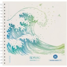 Herlitz Spiralblock 14,8x14,8 GREENline 100Blatt punktiert Motiv Welle, College Block(punktiert, 14,8x14,8)