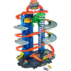 Hot Wheels Megacity Parkgarage mit T-Rex-Angriff, Spielgebäude(Inkl. 2 Hot Wheels Fahrzeuge)