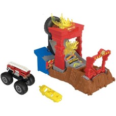 Hot Wheels Monster Trucks Arena World: Entry Challenge - 5 Alarm's Fire Smash Through, Rennbahn(inkl. 2 Spielzeugautos)