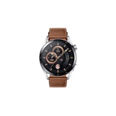 Huawei Watch GT3 46mm (Jupiter B29V), Smartwatch(silber, braunes Lederarmband)