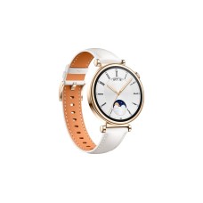 Huawei Watch GT4 41mm (Aurora-B19L), Smartwatch(gold/weiß, weiß-braunes Lederarmband)