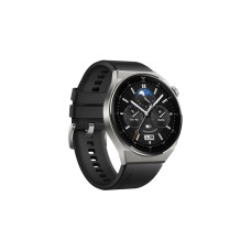 Huawei Watch GT 3 Pro Titanium, Smartwatch(titan, 46mm; Armband: schwarzes Fluorelastomer-Armband)