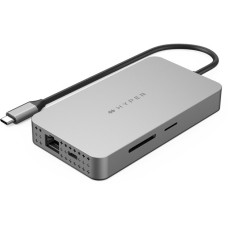 Hyper Dual 4K HDMI 10-in-1 USB-C, Dockingstation(silber, USB-C, HDMI, USB-A)