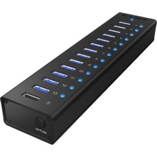 ICY BOX IB-AC6113, USB-Hub(schwarz, 13x USB 3.0, inkl. Ladeanschluss)