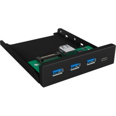 ICY BOX IB-HUB1418-i3, Frontpanel(schwarz, 3x USB 3.0 Type-A, 1x USB Type-C)