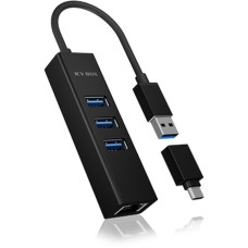 ICY BOX IB-HUB1419-LAN, USB-Hub(schwarz)