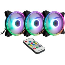 Inter-Tech Argus RS-07 RGB Set120x120x25, Gehäuselüfter(schwarz, 3er Set inkl. Fernbedienung)