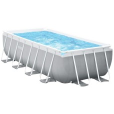 Intex Frame Pool Set Prism Rectangular 400 x 200 x 122cm, Schwimmbad(hellgrau/blau, Kartuschenfilteranlage)