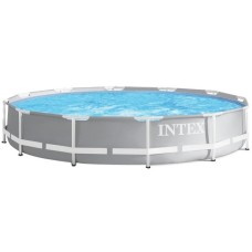 Intex Frame Pool Set Prism Rondo 126712GN, Ø 366 x 76cm, Schwimmbad(grau/blau, Kartuschen-Filteranlage 28604GS)