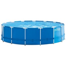 Intex Frame Pool Set Rondo, Ø 457 x 122cm, Schwimmbad(dunkelblau/weiß, Kartuschen-Filteranlage ECO 638R)