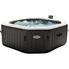 Intex Pure Spa Octagon Bubble Jet Ø 201 x 71cm, Schwimmbad(schwarz/weiß, mit Salzwassersystem, Outlet)