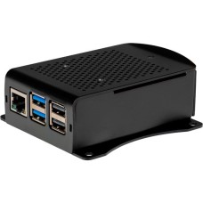 Joy-IT Aluminiumgehäuse für Raspberry Pi 5(schwarz,mit Halterung)