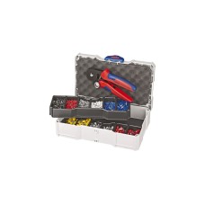 KNIPEX Crimpzange mit Crimp-Sortiment für Aderendhülsen 97 90 09(rot/blau, inkl. Ader-Endhülsen, TANOS MINI-systainer)