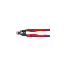 KNIPEX Drahtseilschere 95 62 190 , Schneid-Zange(blau, mit zwei Pressprofilen für Endhülsen)