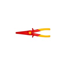 KNIPEX Flachrundzange aus Kunststoff 98 62 02, Greifzange(rot/gelb, gezahnte Greifflächen, isoliert, VDE-geprüft)