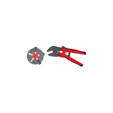 KNIPEX MultiCrimp 97 33 01, mit Wechselmagazin, Crimpzange(rot/blau, inkl. 3 Crimpeinsätzen)