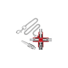 KNIPEX Universal-Schlüssel "Bau" 00 11 06 V01, Steckschlüssel(silber/rot, für gängige Schränke und Absperrsysteme)