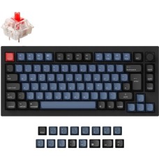 Keychron Q1 Knob, Gaming-Tastatur(schwarz/blaugrau, DE-Layout, Gateron G Pro Red, Hot-Swap, Aluminiumrahmen, RGB)