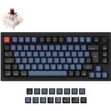 Keychron Q1 Knob, Gaming-Tastatur(schwarz/blaugrau, DE-Layout, Gateron G Pro Brown, Hot-Swap, Aluminiumrahmen, RGB)