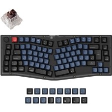 Keychron V10, Gaming-Tastatur(schwarz/blaugrau, DE-Layout, Keychron K Pro Brown, Alice Layout, Hot-Swap, RGB)