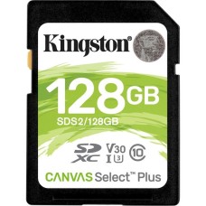 Kingston Canvas Select Plus 128 GB SDXC, Speicherkarte(schwarz, UHS-I U3, Class 10, V30)