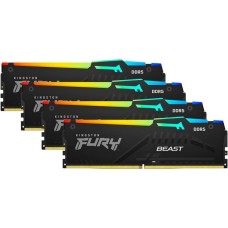 Kingston FURY DIMM 128 GB DDR5-5200 (4x 32 GB) Quad-Kit, Arbeitsspeicher(schwarz, KF552C40BBAK4-128, Fury Beast RGB, INTEL XMP)