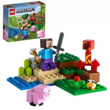 LEGO 21177 Minecraft Der Hinterhalt des Creeper, Konstruktionsspielzeug(Spielzeugset mit Steve, Schweinchen- und Kükenfiguren, Kinderspielzeug ab 7 Jahren mit Minifiguren)