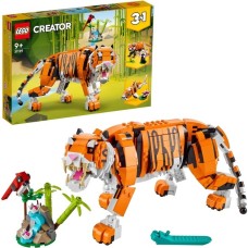 LEGO 31129 Creator 3-in-1 Majestätischer Tiger, Konstruktionsspielzeug(3-in-1 Tierfiguren-Set, Panda oder Fisch)