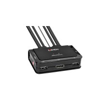 Lindy 2 Port DisplayPort 1.2, USB 2.0 & Audio Cable KVM Switch, KVM-Switch(schwarz)