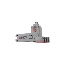 Lindy USB Port Schloss (4 Stück) mit Schlüssel, Diebstahlschutz(pink, Code: PINK)