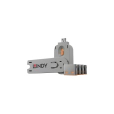 Lindy USB Port Schloss (4 Stück) mit Schlüssel, Diebstahlschutz(orange, Code: ORANGE)