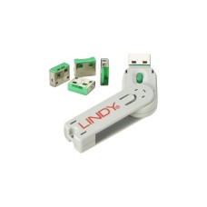 Lindy USB Port Schloss (4 Stück) mit Schlüssel, Diebstahlschutz(grün, Code: grün)