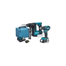 Makita Akku-Kombo-Kit DLX2454AJ, Bohrschrauber + Bohrhammer, 18Volt(blau/schwarz, 2x Li-Ionen Akku 2,0Ah, MAKPAC)