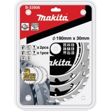 Makita Kreissägeblatt-Satz MAKFORCE B-33906, Ø 190mm, 12Z / 24Z(3-teilig, Bohrung 30mm)