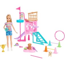 Mattel Barbie Family & Friends Stacie's Puppy Playground Spielset, Puppe