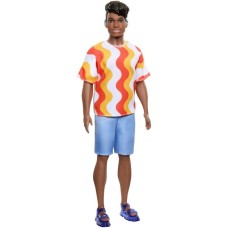 Mattel Barbie Fashionista Ken-Puppe mit rotem und orangenem Hemd