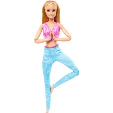 Mattel Barbie Made to Move mit pinken Sportoberteil und blauer Yogahose, Puppe