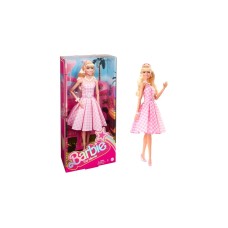 Mattel Barbie Signature The Movie - Margot Robbie als Barbie Puppe zum Film im rosa-weißen Karo-Kleid, Spielfigur