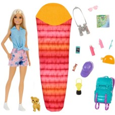 Mattel Barbie “It takes two! Camping” Spielset mit Malibu Puppe, Hündchen und Accessoires